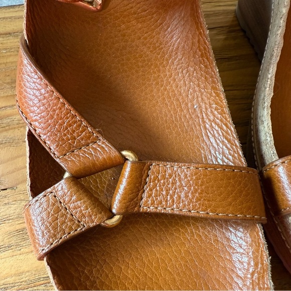 Tory Burch Womans Sandals Brenden Brown Leather Cork Wedge Size 10 - Picture 12 of 14